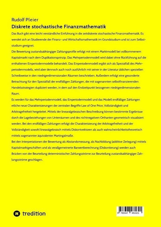 Produktbild: Diskrete stochastische Finanzmathematik