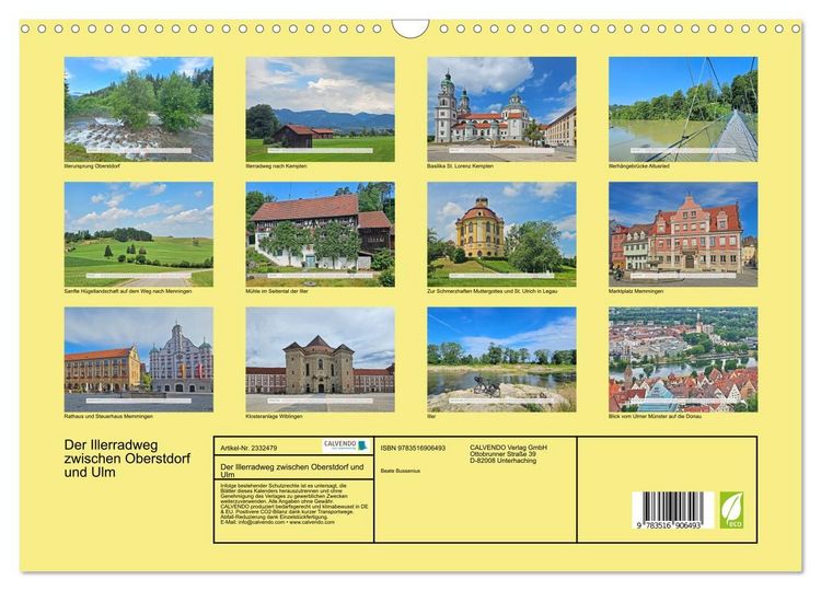 Produktbild: Der Illerradweg zwischen Oberstdorf und Ulm (Wandkalender 2027 DIN A3 quer), CALVENDO Monatskalender