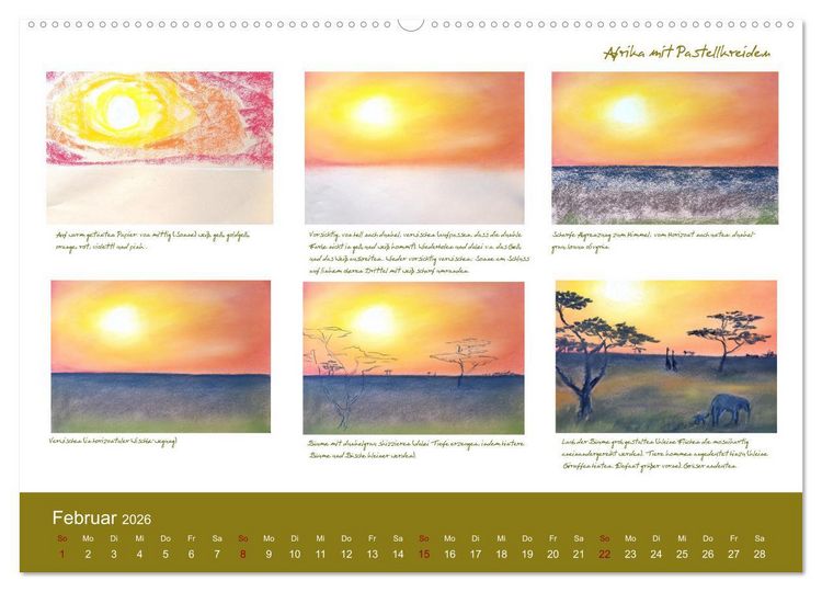 Produktbild: Voller Freude mit Malen durch das Jahr! 12 ausf&uuml;hrliche Schritt-f&uuml;r-Schritt-Anleitungen (hochwertiger Premium Wandkalender 2026 DIN A2 quer), Kunstdruck in Hochglanz