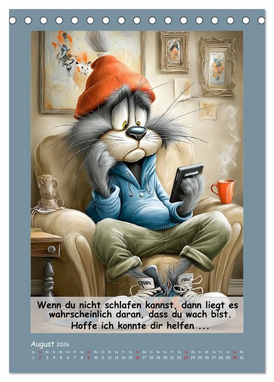 Produktbild: Kratzige Kerle. Trockener Katzenhumor vom Feinsten (Tischkalender 2026 DIN A5 hoch), CALVENDO Monatskalender