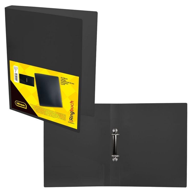 Produktbild: Idena Ringbuch PP 2 Ringe 35mm transluzent schwarz DIN A4