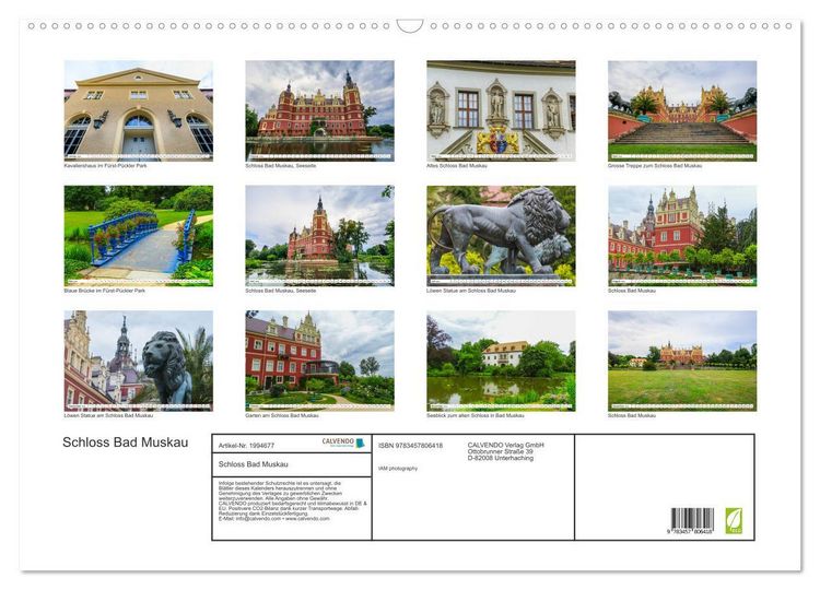 Produktbild: Schloss Bad Muskau (Wandkalender 2026 DIN A2 quer), CALVENDO Monatskalender