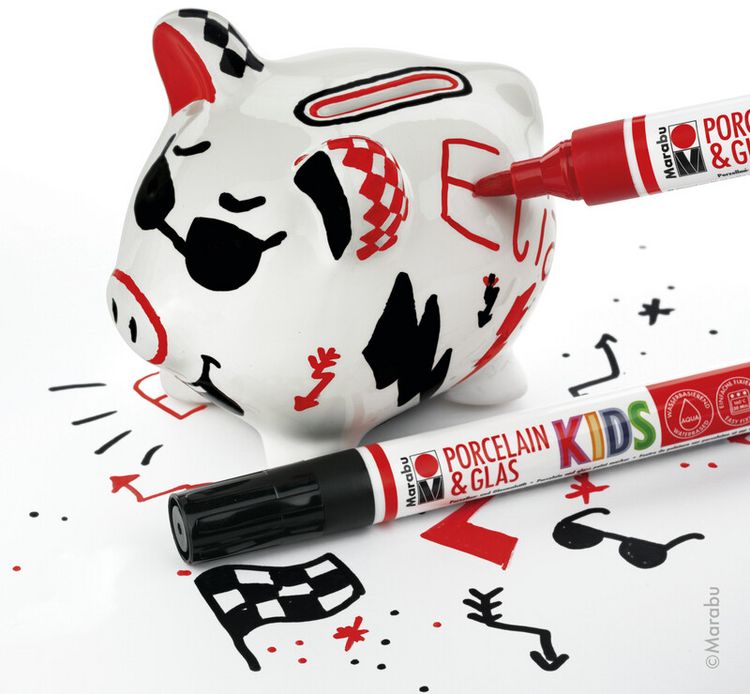 Produktbild: Marabu KiDS Porcelain und Glaspainter Sparschwein Malset