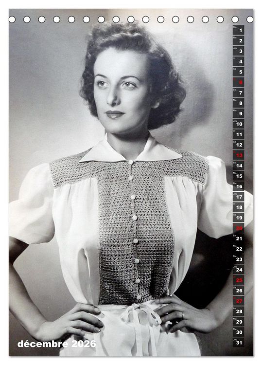 Produktbild: Deux mannequins des ann&eacute;es 1950 - Les jumelles Thea et Helga (Calendrier de bureau 2026 DIN A5 horizontal), CALVENDO calendrier mensuel