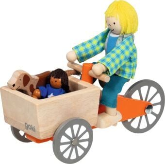 Produktbild: Lastenfahrrad mit 2 Biegepuppen und Hund