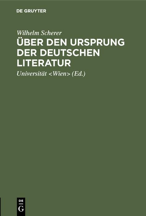 Produktbild: &Uuml;ber den Ursprung der deutschen Literatur