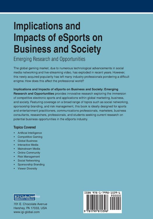 Produktbild: Implications and Impacts of eSports on Business and Society