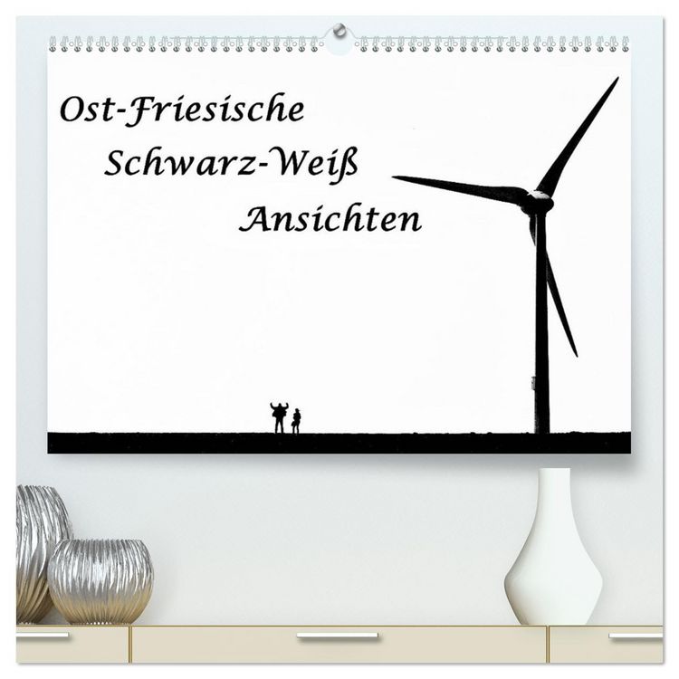 Produktbild: Ost-Friesische Schwarz-Wei&szlig;-Ansichten (hochwertiger Premium Wandkalender 2026 DIN A2 quer), Kunstdruck in Hochglanz