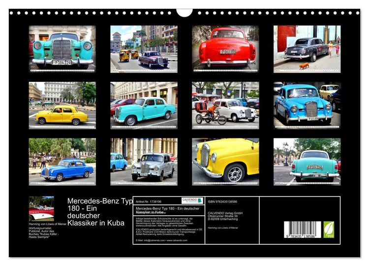 Produktbild: Mercedes-Benz Typ 180 - Ein deutscher Klassiker in Kuba (Wandkalender 2025 DIN A3 quer), CALVENDO Monatskalender