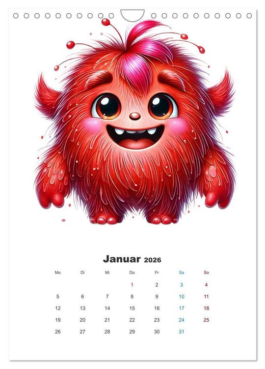 Produktbild: Kuschelmonsterzeit (Wandkalender 2026 DIN A4 hoch), CALVENDO Monatskalender