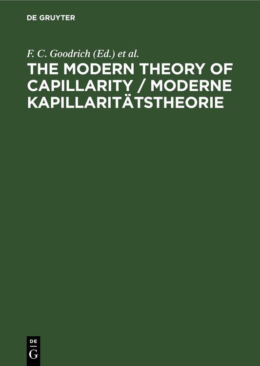 Produktbild: The Modern Theory of Capillarity / Moderne Kapillarit&auml;tstheorie