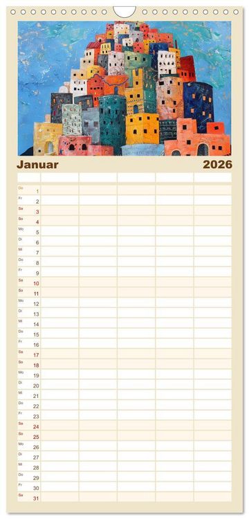Produktbild: Familienplaner 2026 - Der Turm zu Babel: Ungemalte Bilder der Kunstgeschichte mit 5 Spalten (Wandkalender, 21 x 45 cm) CALVENDO