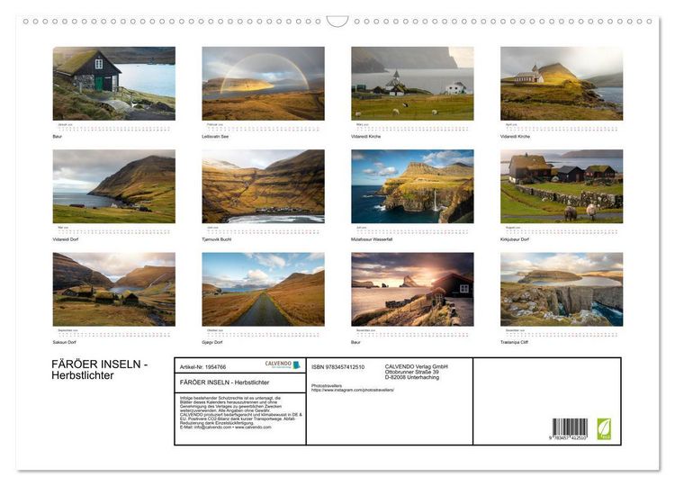 Produktbild: F&Auml;R&Ouml;ER INSELN - Herbstlichter (Wandkalender 2026 DIN A2 quer), CALVENDO Monatskalender