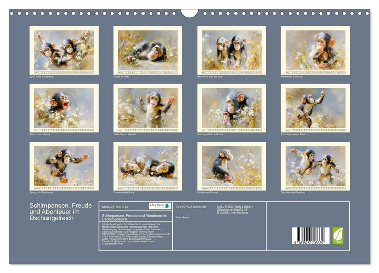 Produktbild: Schimpansen. Freude und Abenteuer im Dschungelreich (Wandkalender 2027 DIN A3 quer), CALVENDO Monatskalender