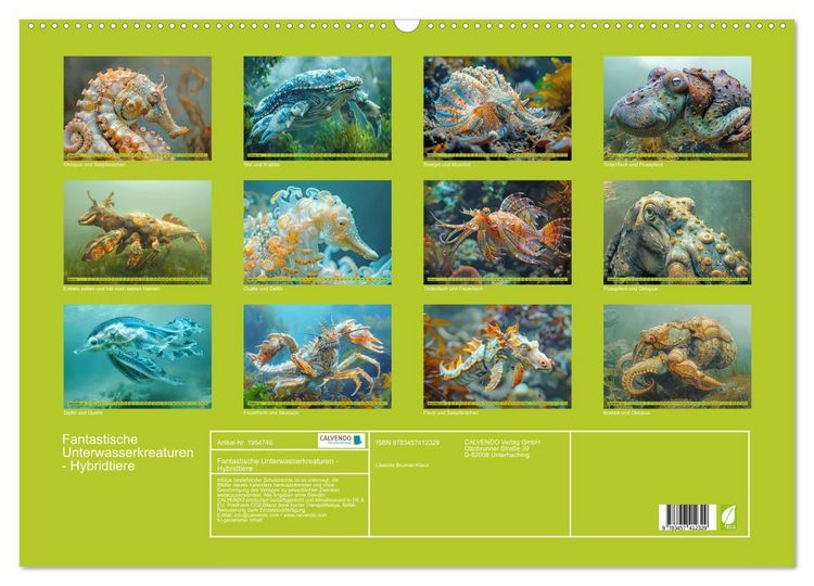 Produktbild: Fantastische Unterwasserkreaturen - Hybridtiere (Wandkalender 2026 DIN A2 quer), CALVENDO Monatskalender