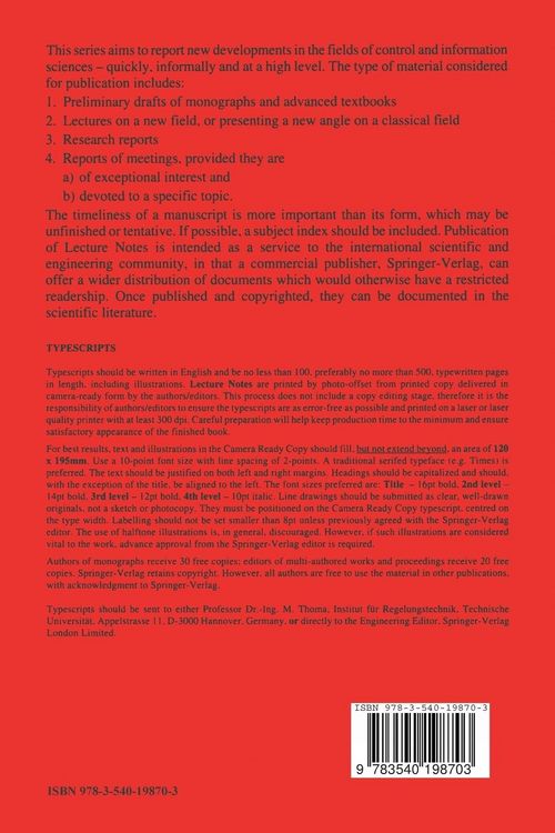 Produktbild: The Modeling of Uncertainty in Control Systems