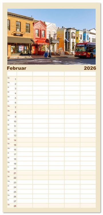 Produktbild: Familienplaner 2026 - Washington, D.C., Hauptstadtzauber der USA mit 5 Spalten (Wandkalender, 21 x 45 cm) CALVENDO