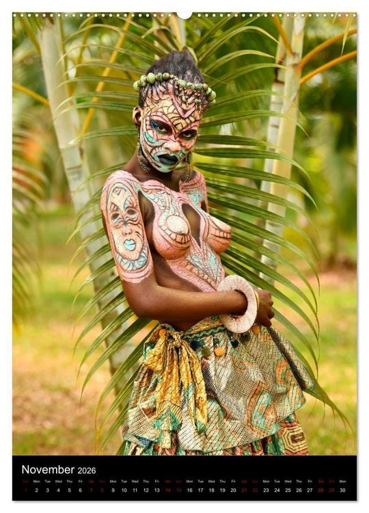 Produktbild: Equatorial Guinea Bodypainting Festival (High Quality Premium Wall Calendar 2026 DIN A2 portrait),CALVENDO 12 Month Wall Calendar