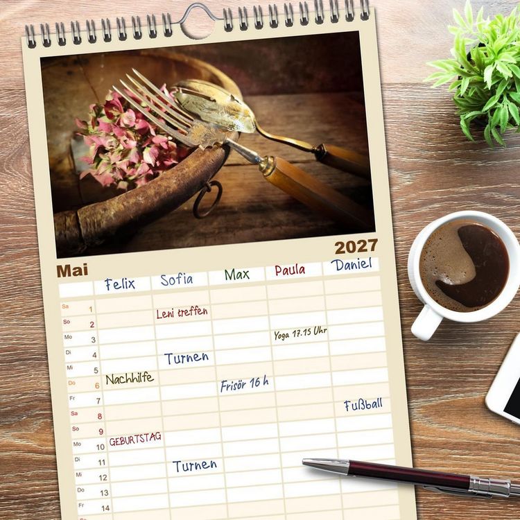 Produktbild: Familienplaner 2027 - Wabi Sabi: All die sch&ouml;nen alten Dinge mit 5 Spalten (Wandkalender, 21 x 45 cm) CALVENDO