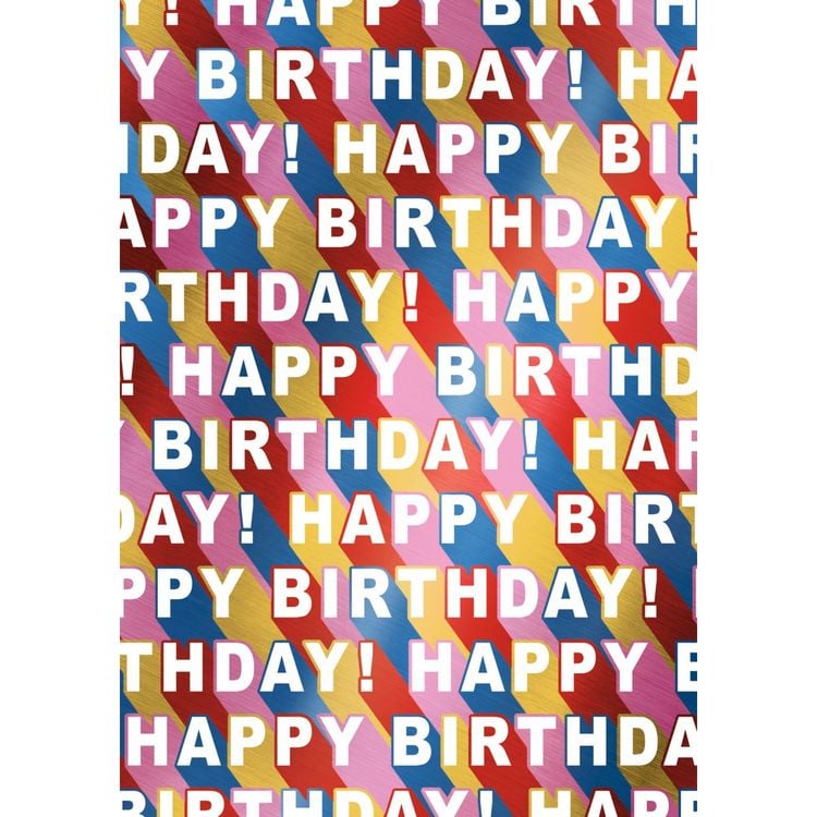 Produktbild: Idena Geschenkpapier Happy Birthday mehrfarbig metallisiert 70cmx150cm