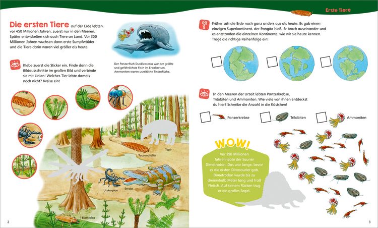 Produktbild: WAS IST WAS Junior Mitmach-Heft Dinosaurier und Tiere der Urzeit