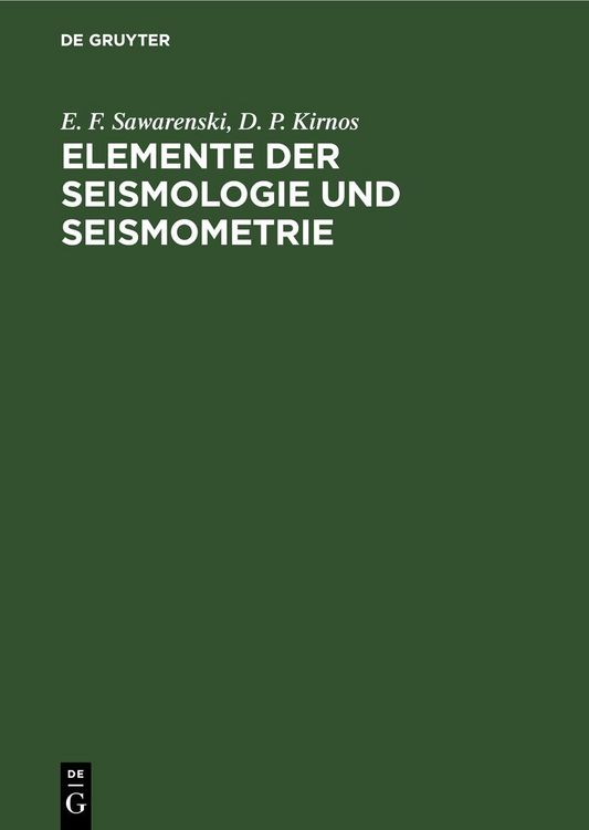 Produktbild: Elemente der Seismologie und Seismometrie