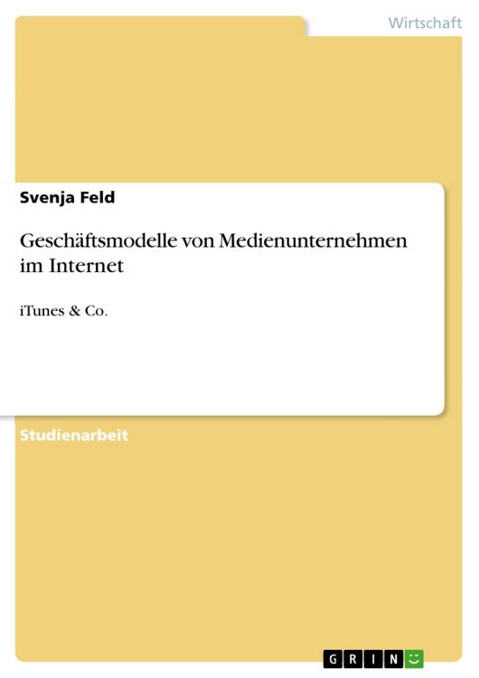 Produktbild: Gesch&auml;ftsmodelle von Medienunternehmen im Internet