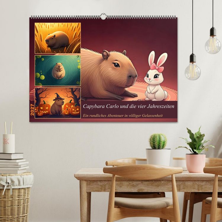 Produktbild: Capybara Carlo und die vier Jahreszeiten (Wandkalender 2027 DIN A2 quer), CALVENDO Monatskalender