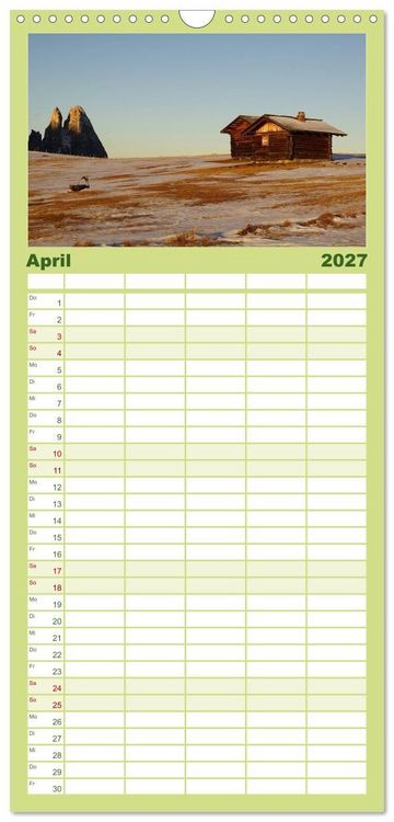 Produktbild: Familienplaner 2027 - S&uuml;dtirol im Jahreslauf mit 5 Spalten (Wandkalender, 21 x 45 cm) CALVENDO