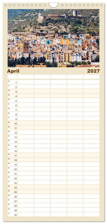 Produktbild: Familienplaner 2027 - Sardinien. Sch&ouml;ne Landschaften und bunte St&auml;dte. mit 5 Spalten (Wandkalender, 21 x 45 cm) CALVENDO