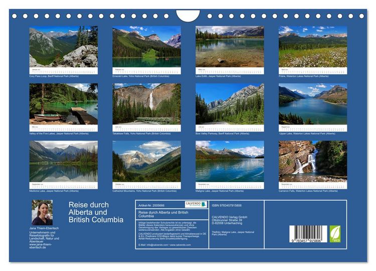 Produktbild: Reise durch Alberta und British Columbia (Wandkalender 2026 DIN A4 quer), CALVENDO Monatskalender