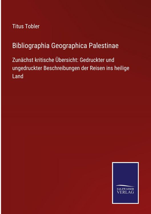 Produktbild: Bibliographia Geographica Palestinae