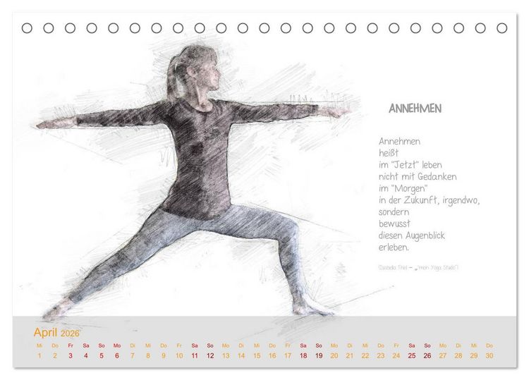 Produktbild: YOGA Inspirationen mit Texten zum Nachdenken (Tischkalender 2026 DIN A5 quer), CALVENDO Monatskalender