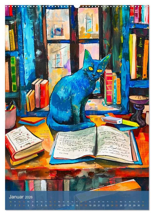 Produktbild: Katzenleben in Farbe - Witzige Szenen aus dem Katzenalltag (hochwertiger Premium Wandkalender 2026 DIN A2 hoch), Kunstdruck in Hochglanz