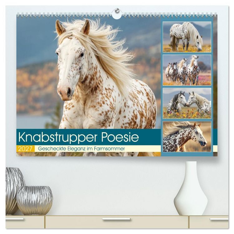 Produktbild: Knabstrupper Poesie. Gescheckte Eleganz im Farmsommer (hochwertiger Premium Wandkalender 2027 DIN A2 quer), Kunstdruck in Hochglanz