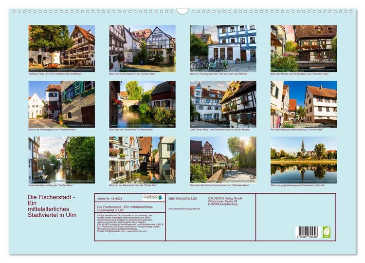 Produktbild: Die Fischerstadt - Ein mittelalterliches Stadtviertel in Ulm (Wandkalender 2026 DIN A2 quer), CALVENDO Monatskalender