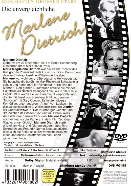 Produktbild: Marlene Dietrich - Die unvergleichliche Marlene Dietrich