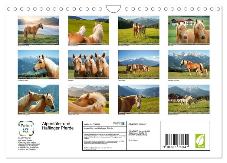 Produktbild: Alpent&auml;ler und Haflinger Pferde (Wandkalender 2027 DIN A4 quer), CALVENDO Monatskalender