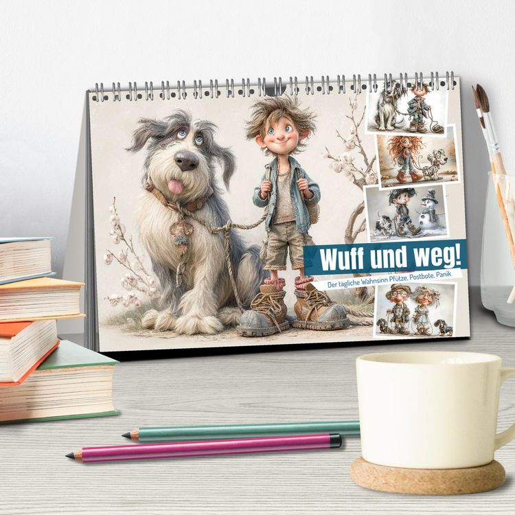 Produktbild: Wuff und weg! (Tischkalender 2026 DIN A5 quer), CALVENDO Monatskalender