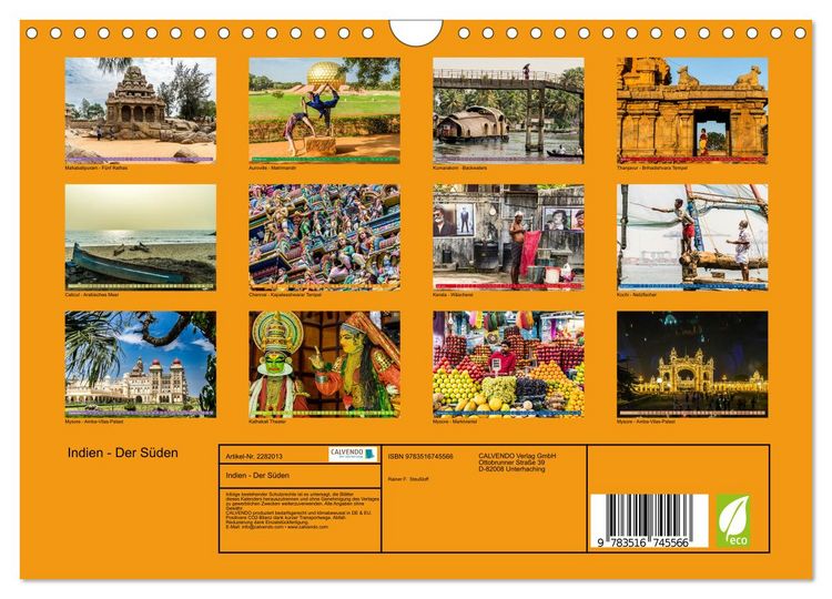 Produktbild: Indien - Der S&uuml;den (Wandkalender 2026 DIN A4 quer), CALVENDO Monatskalender