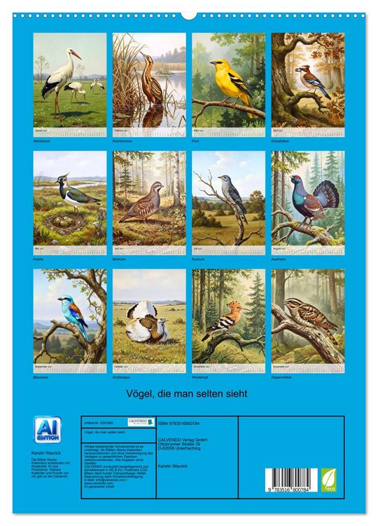 Produktbild: V&ouml;gel, die man selten sieht (hochwertiger Premium Wandkalender 2027 DIN A2 hoch), Kunstdruck in Hochglanz
