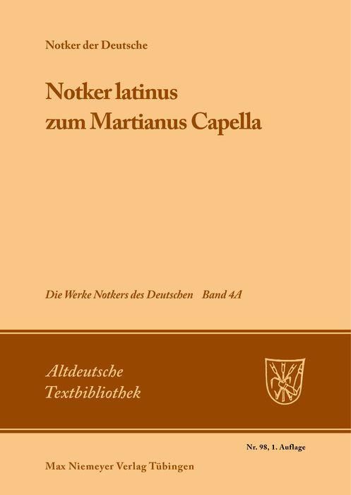Produktbild: 'Notker latinus' zum Martianus Capella