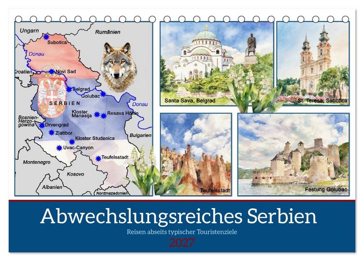 Produktbild: Abwechslungsreiches Serbien (Tischkalender 2027 DIN A5 quer), CALVENDO Monatskalender