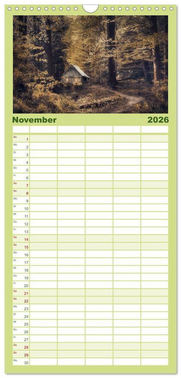 Produktbild: Familienplaner 2026 - Vom Zauber der Einsamkeit mit 5 Spalten (Wandkalender, 21 x 45 cm) CALVENDO