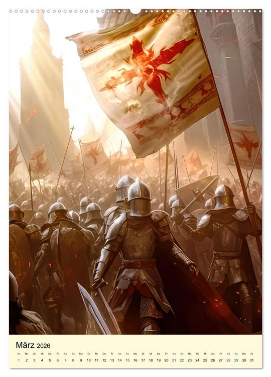 Produktbild: Drachen Ritter Burgen (hochwertiger Premium Wandkalender 2026 DIN A2 hoch), Kunstdruck in Hochglanz
