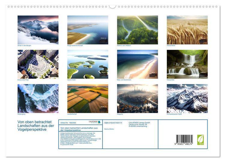 Produktbild: Von oben betrachtet Landschaften aus der Vogelperspektive (hochwertiger Premium Wandkalender 2026 DIN A2 quer), Kunstdruck in Hochglanz