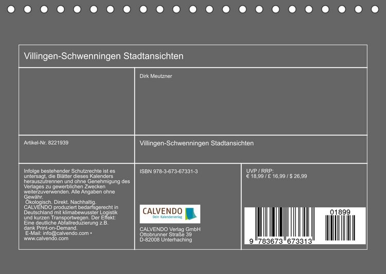 Produktbild: Villingen-Schwenningen Stadtansichten (Tischkalender 2022 DIN A5 quer)
