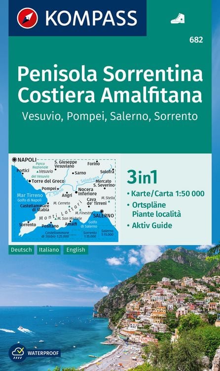 Produktbild: KOMPASS Wanderkarte 682 Penisola Sorrentina, Costiera Amalfitana, Vesuvio, Pompei, Salerno, Sorrento 1:50.000