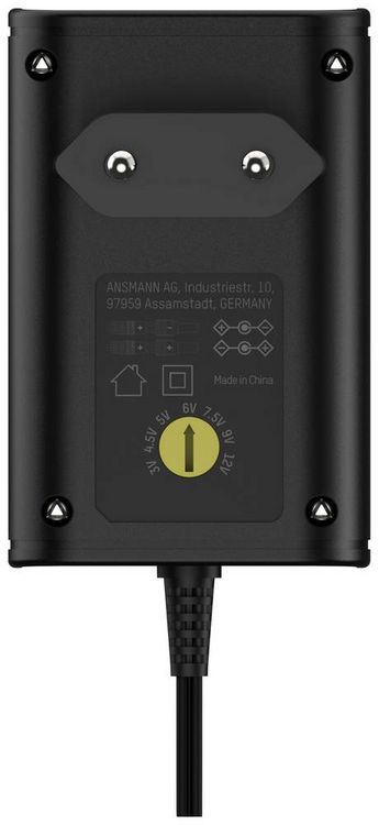 Produktbild: Ansmann 1201-0023 Steckernetzteil, einstellbar 12 V/DC, 9 V/DC, 7.5 V/DC, 6 V, 4.5 V/DC, 3 V 1000 mA 12 W