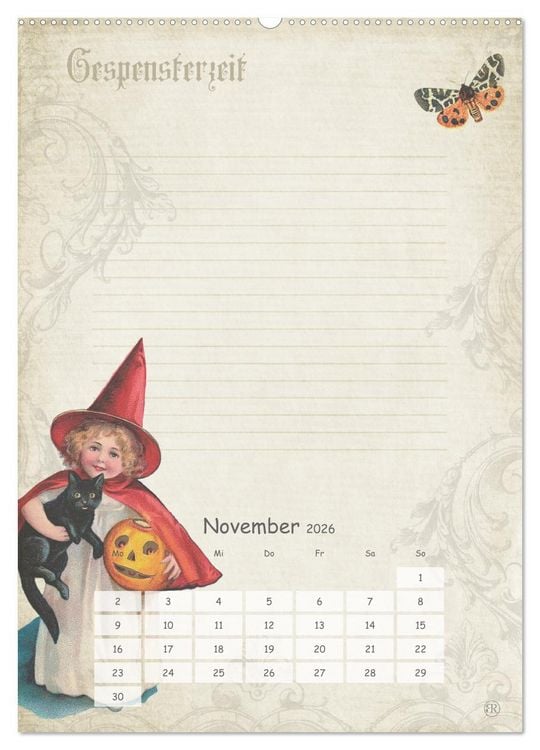 Produktbild: Nostalgie-Jahr, Motive aus alten Poesiealben (hochwertiger Premium Wandkalender 2026 DIN A2 hoch), Kunstdruck in Hochglanz